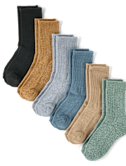Boys Marled Cushioned Crew Socks 6-Pack