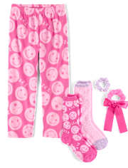 Ensemble d'accessoires 4 pièces pour filles avec nœud Happy Face