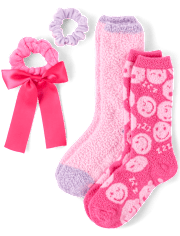Girls Happy Face Bow 4-Piece Accessory Set