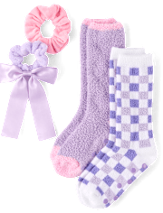 Girls Checkered 4-Piece Accessory Set