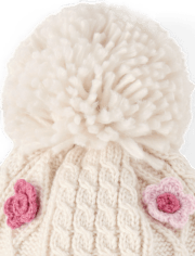 Toddler Girls Cable Knit Floral 2-Piece Cold Weather Set