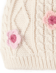 Toddler Girls Cable Knit Floral 2-Piece Cold Weather Set