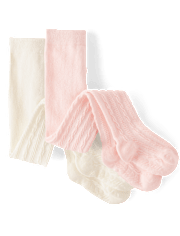 Lot de 2 collants en maille torsadée pour petite fille
