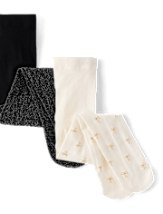 Toddler Girls Shimmer Bow Microfiber Tights 2-Pack