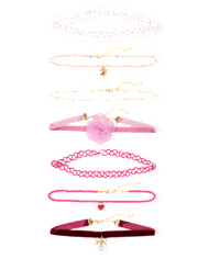 Girls Heart Choker Necklace 7-Pack