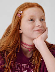 Girls Heart Choker Necklace 7-Pack