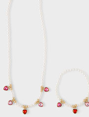 Girls Faux Pearl Charm 2-Piece Jewelry Set