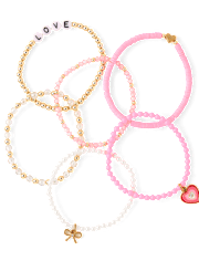Girls Love Beaded Bracelet 6-Pack