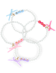Girls Bow BFF Beaded Bracelet 4-Pack