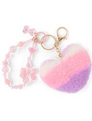 Girls Heart Beaded Bag Charm