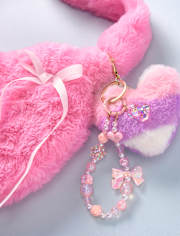 Girls Heart Beaded Bag Charm