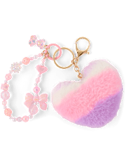 Girls Heart Beaded Bag Charm