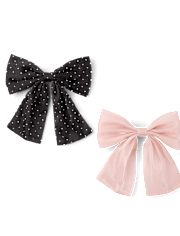 Girls Shimmer Rhinestone Bow Hair Clip 2-Pack
