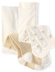 Baby Girls Glitter Bow Tights 2-Pack