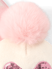 Toddler Girls Bow Pom Pom Beanie 2-Pack