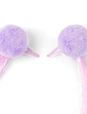 Girls Pom Pom Hair Extension Hair Clip 2-Pack