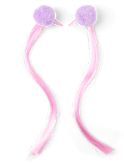 Girls Pom Pom Hair Extension Hair Clip 2-Pack