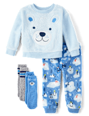 Toddler Boys Bear Cozy Socks 2-Pack