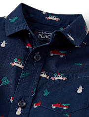 Baby And Toddler Boys Holiday Poplin Button Up Shirt