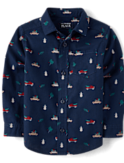 Baby And Toddler Boys Holiday Poplin Button Up Shirt