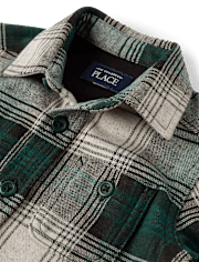 Baby And Toddler Boys Plaid Luxe Cozy Knit Button Up Shirt