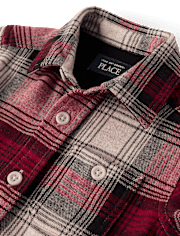 Baby And Toddler Boys Plaid Luxe Cozy Knit Button Up Shirt