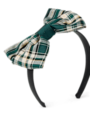Girls Plaid Satin Bow Headband