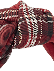 Girls Plaid Satin Bow Headband