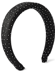 Girls Puffy Satin Rhinestone Headband