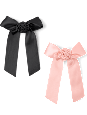 Girls Satin Rosette Bow Hair Clip 2-Pack