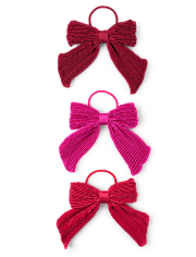 Girls Pleated Bow Hair Tie 3-Pack