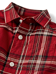 Baby And Toddler Boys Plaid Poplin Button Up Shirt