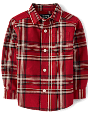 Baby And Toddler Boys Plaid Poplin Button Up Shirt