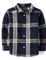 Baby And Toddler Boys Plaid Poplin Button Up Shirt