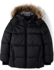 Kids Quilted Faux Fur Lined Parka Jacket