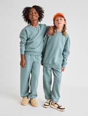 Pantalon de jogging en polaire de qualité supérieure teint en pièce pour enfants