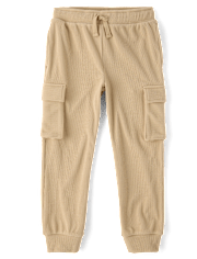 Kids Sueded Rib Cargo Jogger Pants