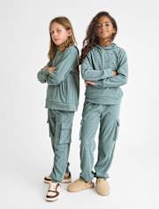 Pantalon de jogging cargo côtelé en daim pour enfant