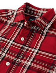 Boys Plaid Poplin Button Up Shirt
