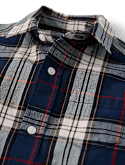 Boys Plaid Poplin Button Up Shirt