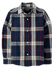 Boys Plaid Poplin Button Up Shirt