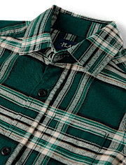Boys Matching Family Plaid Oxford Button Up Shirt