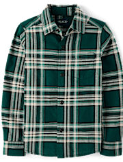 Boys Matching Family Plaid Oxford Button Up Shirt