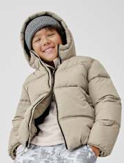 Boys Quilted Faux Fur Lined Puffer Jacket