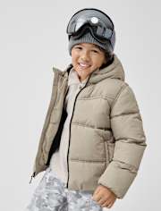 Boys Quilted Faux Fur Lined Puffer Jacket