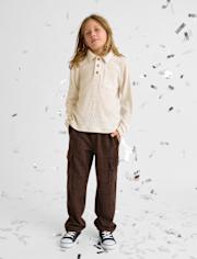 Boys Plaid Luxe Cozy Knit Baggy Cargo Pants