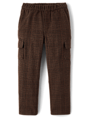 Boys Plaid Luxe Cozy Knit Baggy Cargo Pants