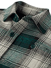 Boys Plaid Luxe Cozy Knit Button Up Shirt
