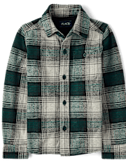 Boys Plaid Luxe Cozy Knit Button Up Shirt