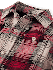 Boys Plaid Luxe Cozy Knit Button Up Shirt